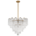 Eloria Glass Chandelier – Modern Fluted Glass Pendant Light, Gold Finish