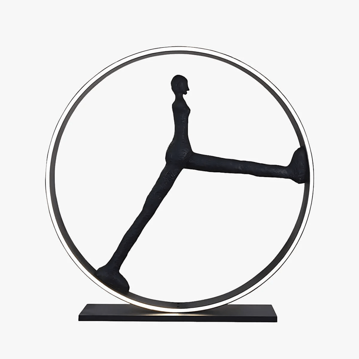 Time Walker Sculptural Floor Lamp with LED Ring, Matte Black