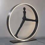 Time Walker Sculptural Floor Lamp with LED Ring, Matte Black