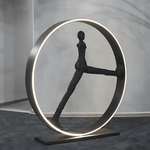 Time Walker Sculptural Floor Lamp with LED Ring, Matte Black
