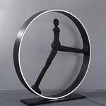 Time Walker Sculptural Floor Lamp with LED Ring, Matte Black