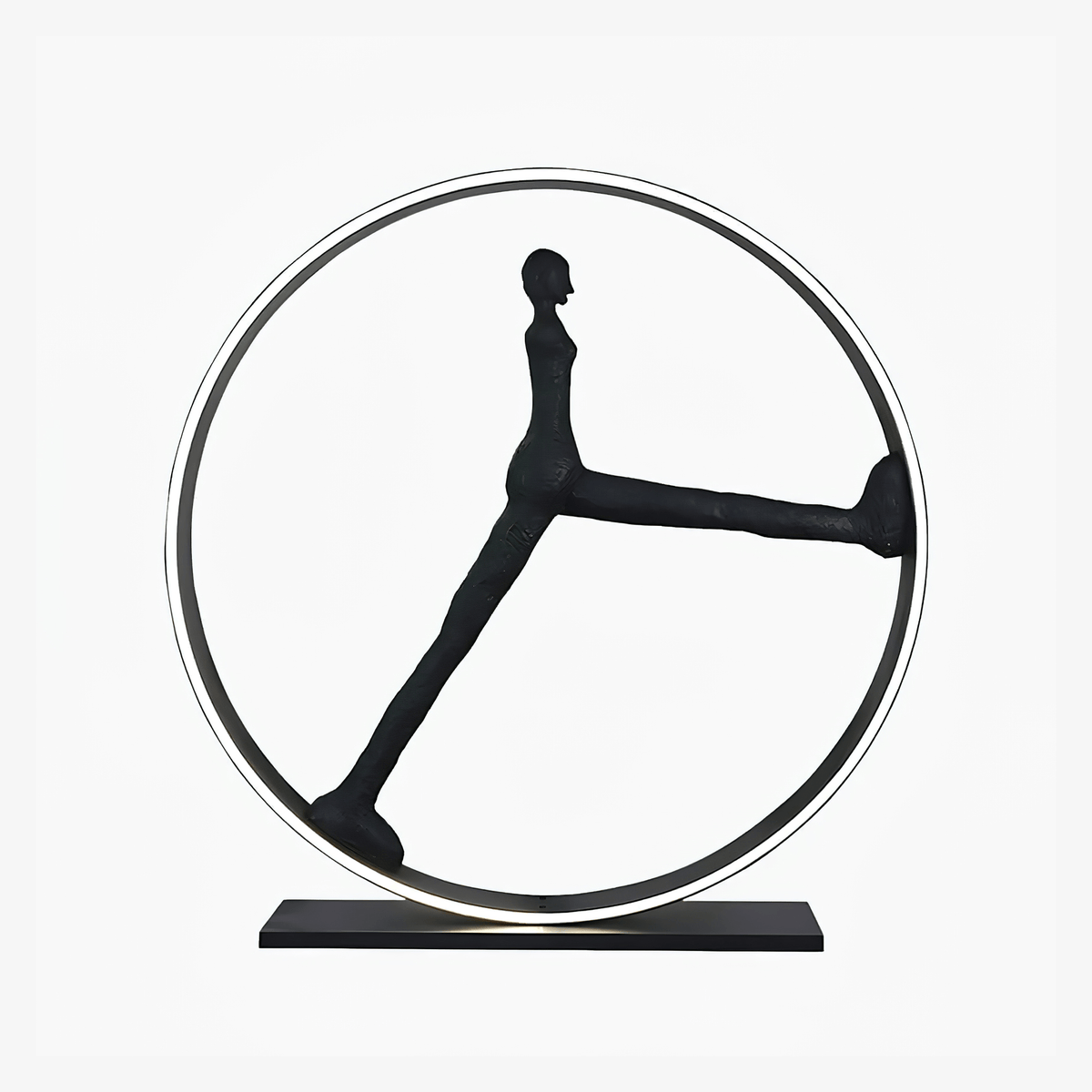 Time Walker Sculptural Floor Lamp with LED Ring, Matte Black