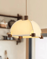 Allegra Pendant Light – Modern Wood & Fabric Designer Ceiling Lamp