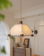 Allegra Pendant Light – Modern Wood & Fabric Designer Ceiling Lamp