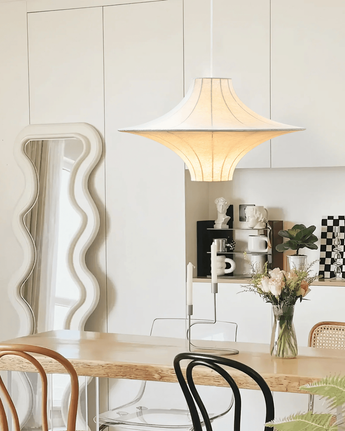 Caela Silk Pendant Light – Modern Minimalist Hanging Lamp for Dining & Living Room