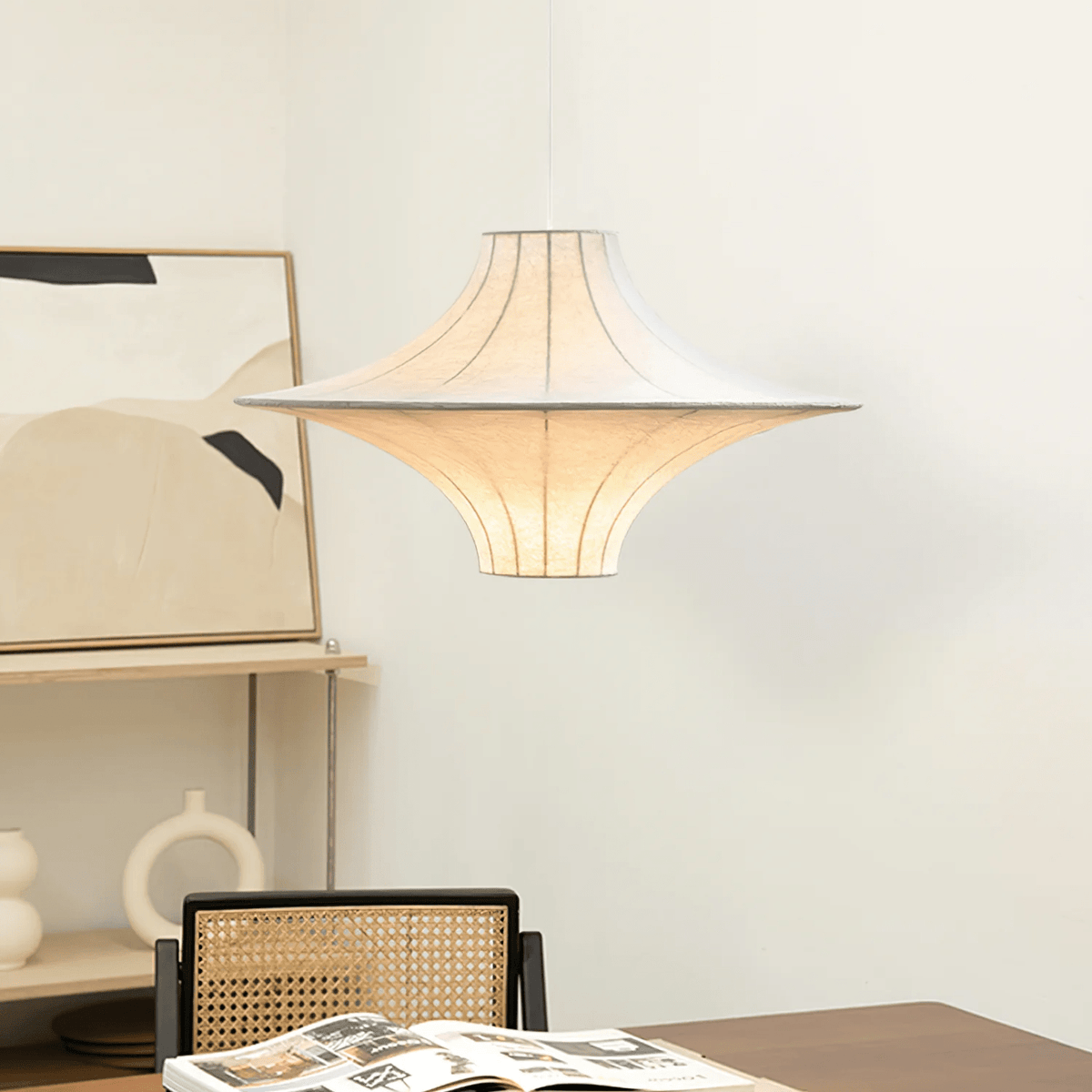 Caela Silk Pendant Light – Modern Minimalist Hanging Lamp for Dining & Living Room