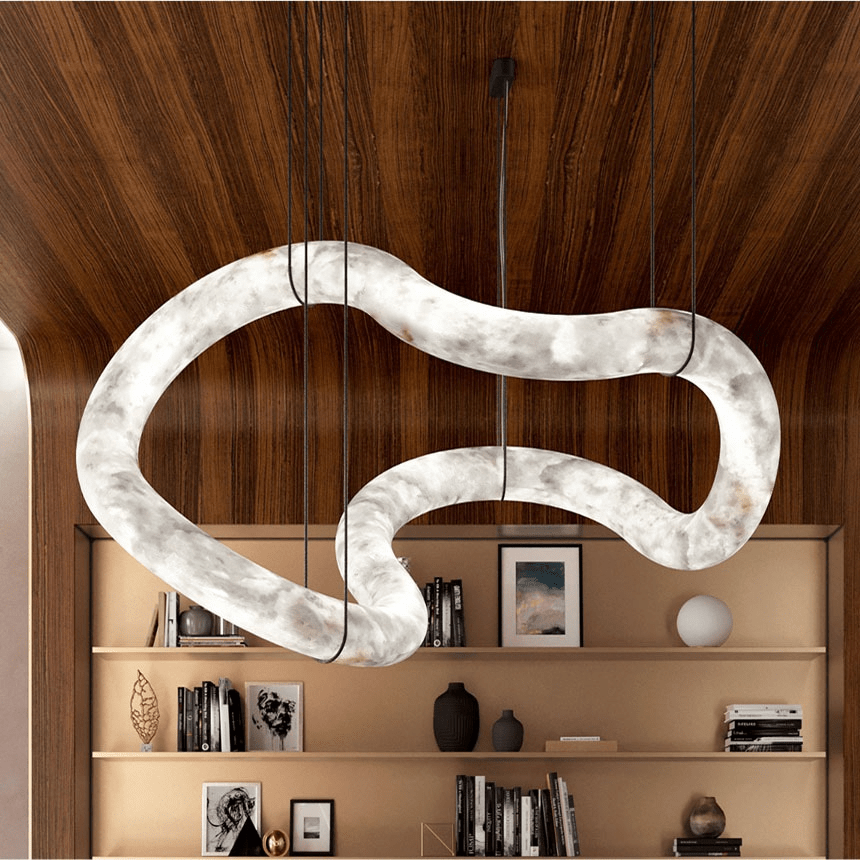 Ethereal Wave Alabaster Chandelier – Modern Sculptural Pendant Light