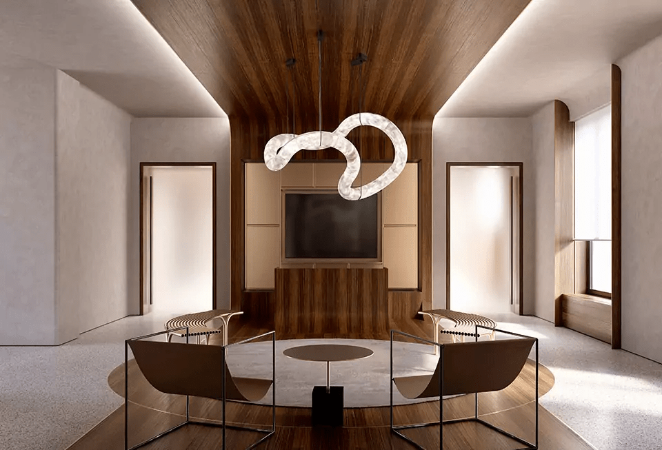 Ethereal Wave Alabaster Chandelier – Modern Sculptural Pendant Light