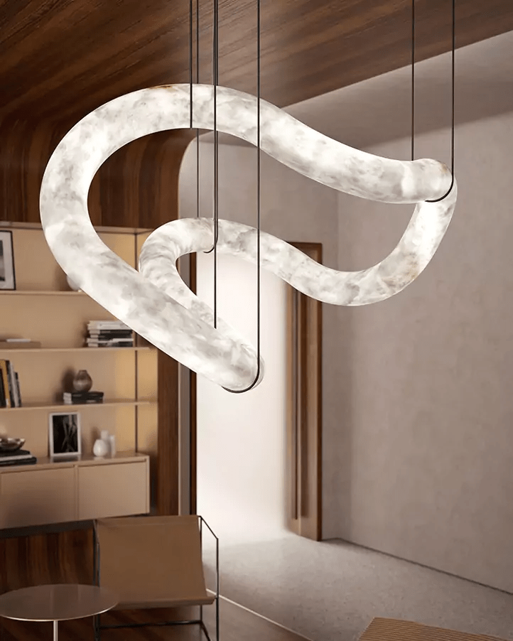 Ethereal Wave Alabaster Chandelier – Modern Sculptural Pendant Light
