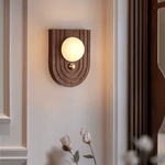 Koyan Alabaster Wall Sconce with Walnut Wood Accent