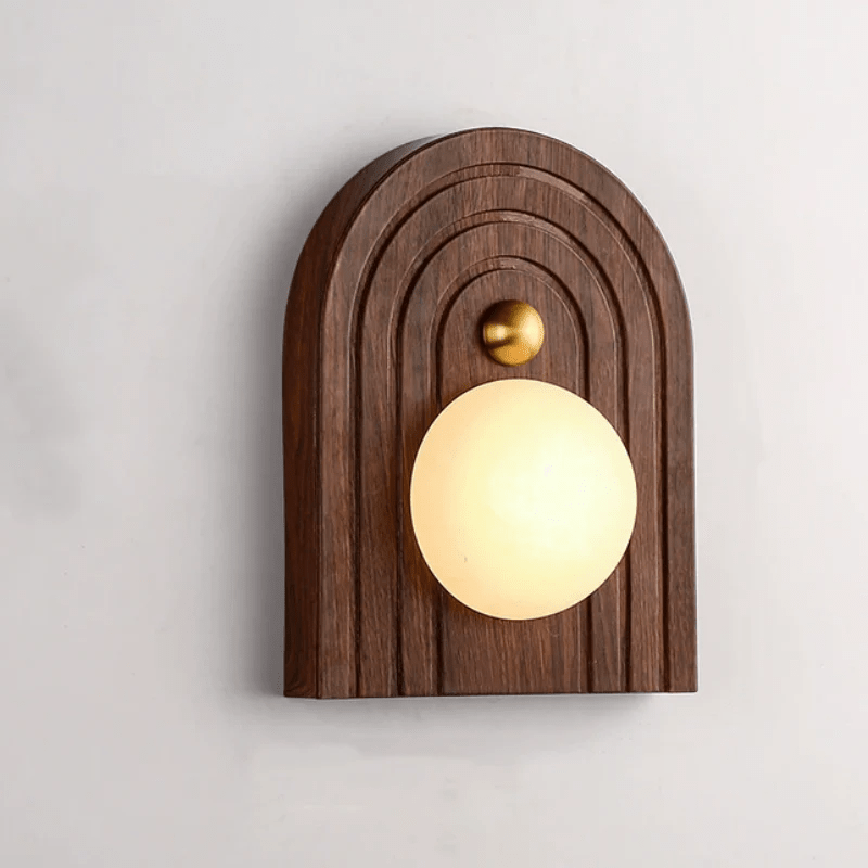 Koyan Alabaster Wall Sconce with Walnut Wood Accent