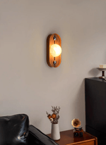 Koyan Alabaster Wall Sconce with Walnut Wood Accent