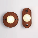 Koyan Alabaster Wall Sconce with Walnut Wood Accent