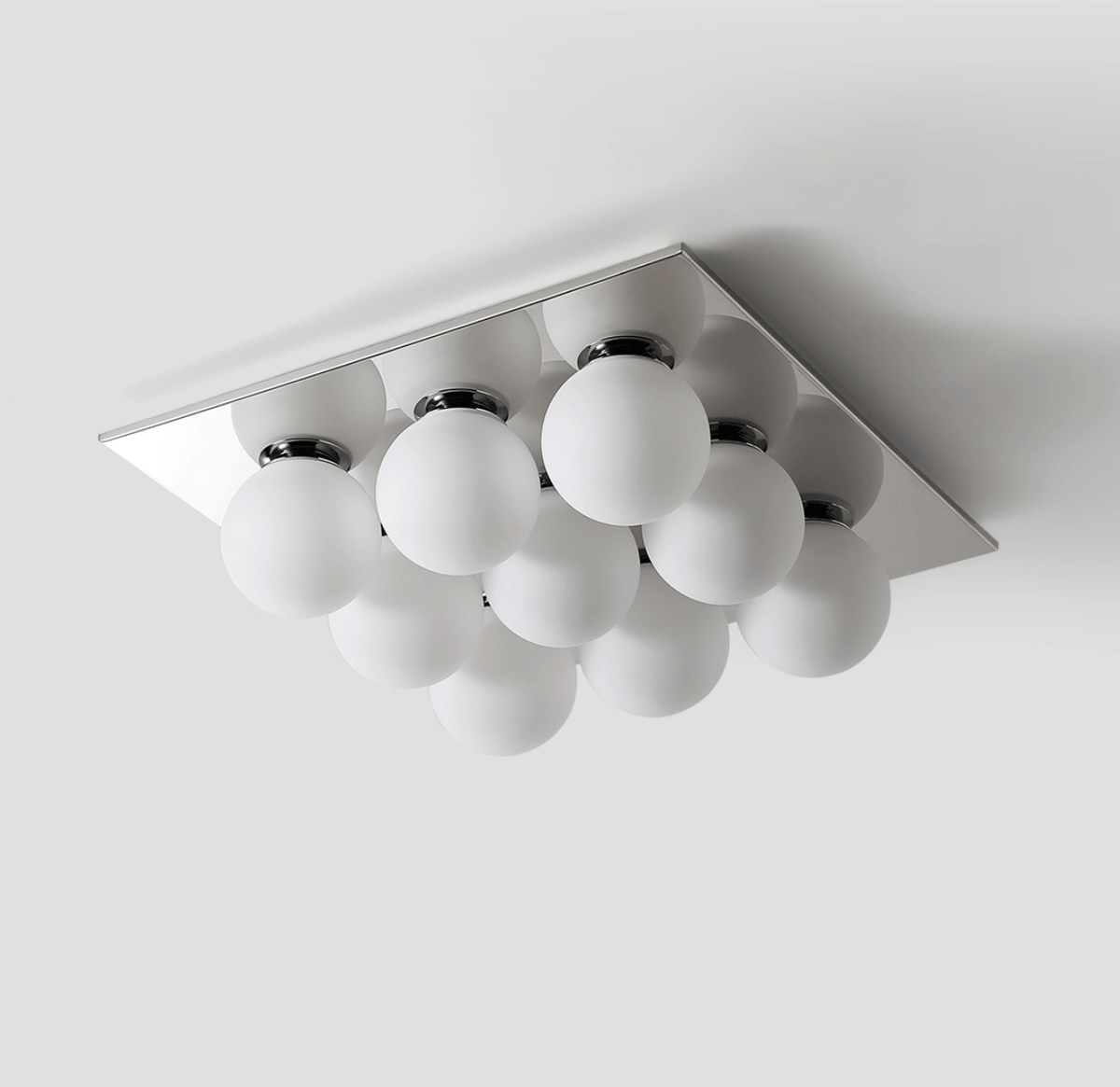 Lumo Cluster Ceiling Light – Nine Glass Orbs in Chrome