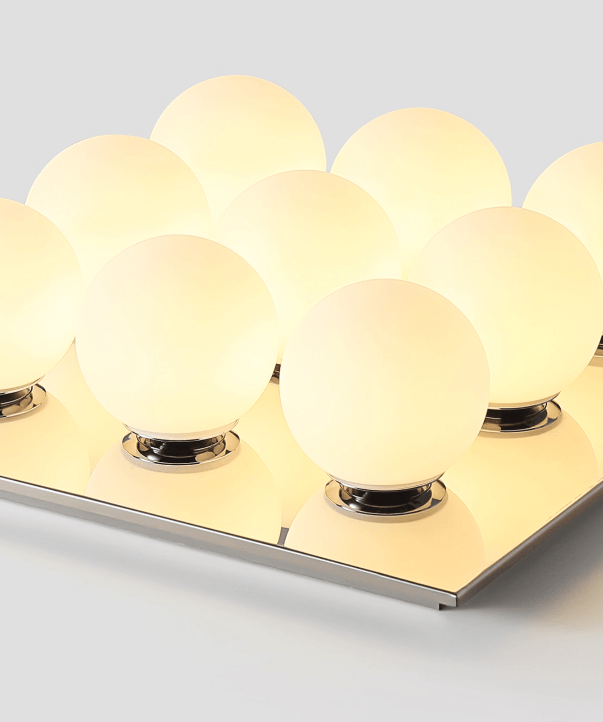 Lumo Cluster Ceiling Light – Nine Glass Orbs in Chrome