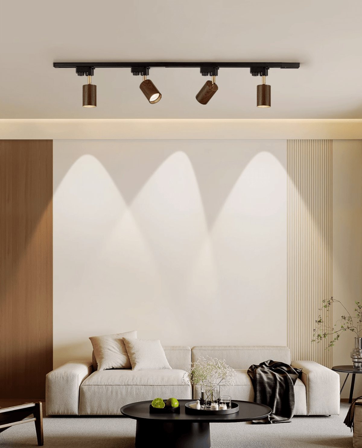 Luma Flex Adjustable LED Track Lighting with Walnut Wood Grain Finish