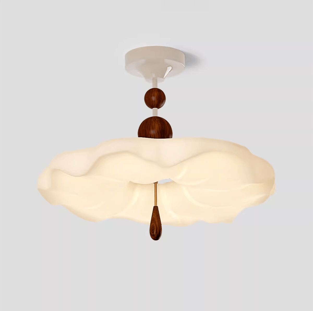 Cloudora Bloom Sculptural LED Ceiling Light in Walnut and White