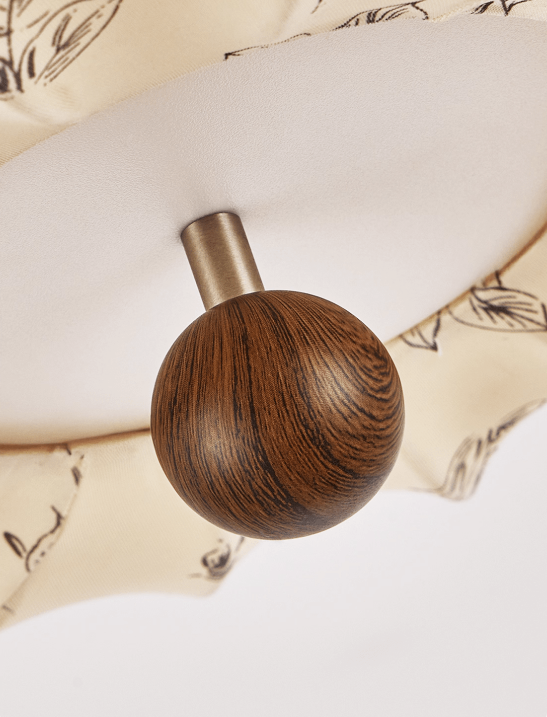 Fleur Lantern Pendant Light – Ivory Floral Shade with Walnut or Nickel Accents