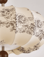 Fleur Lantern Pendant Light – Ivory Floral Shade with Walnut or Nickel Accents