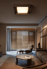 Kurin Wood Frame Ceiling Light – Modern Flush Mount LED for Bedroom, Dining, Living Room