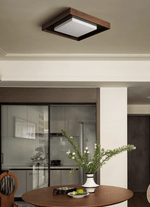 Kurin Wood Frame Ceiling Light – Modern Flush Mount LED for Bedroom, Dining, Living Room