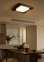 Kurin Wood Frame Ceiling Light – Modern Flush Mount LED for Bedroom, Dining, Living Room
