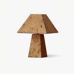 Alder Sculptural Burl Wood Table Lamp with Geometric Shade