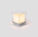 Lumo Cube Table Lamp – Modern Glass & Fabric LED Accent Light