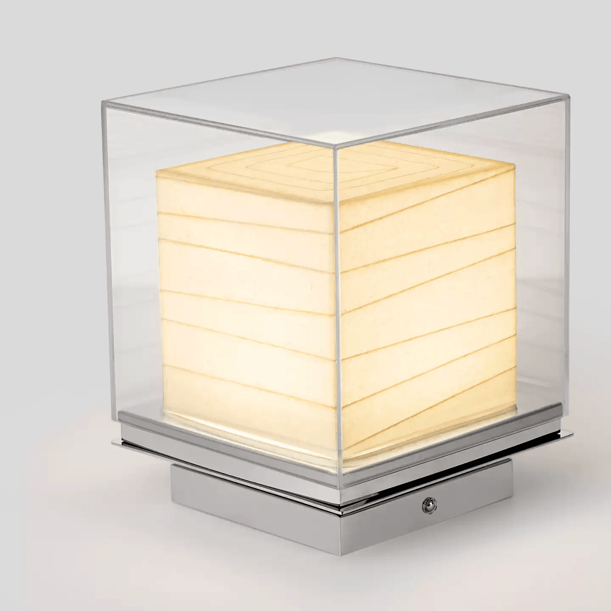 Lumo Cube Table Lamp – Modern Glass & Fabric LED Accent Light
