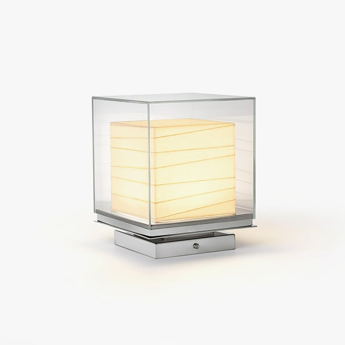 Lumo Cube Table Lamp – Modern Glass & Fabric LED Accent Light