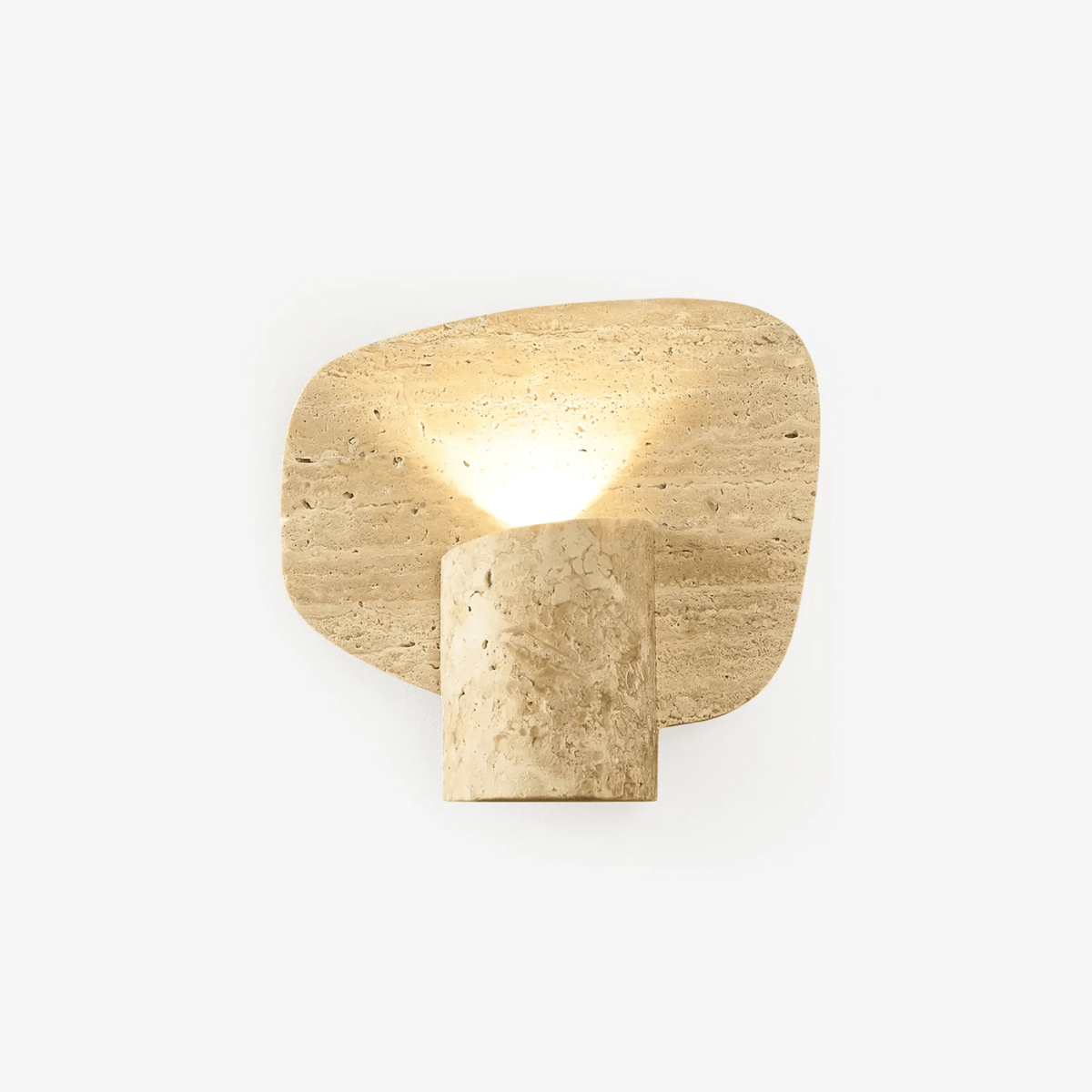 Organic Travertine Cylinder Wall Sconce in Natural Yellow Stone