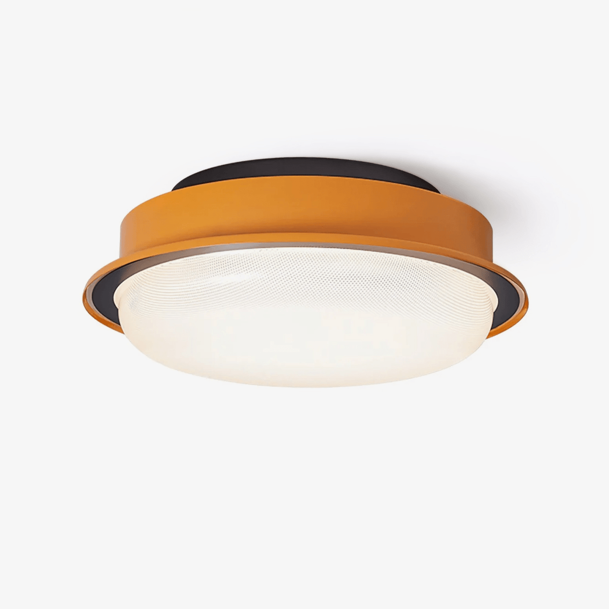 Caelan Modern Flush Mount Ceiling Light with Amber Ring and Glass Dome