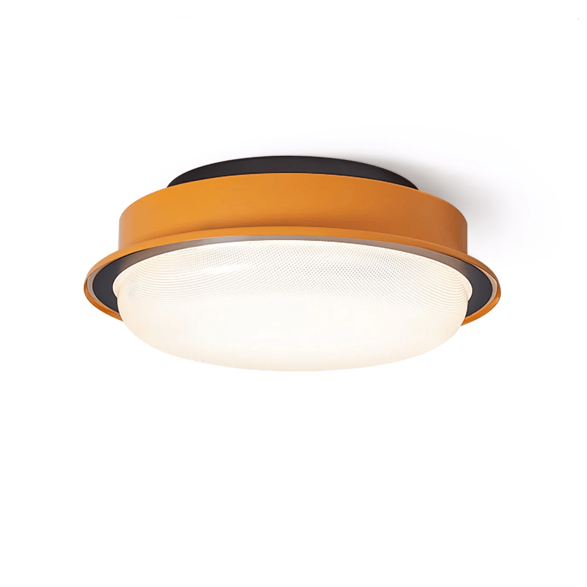 Caelan Modern Flush Mount Ceiling Light with Amber Ring and Glass Dome