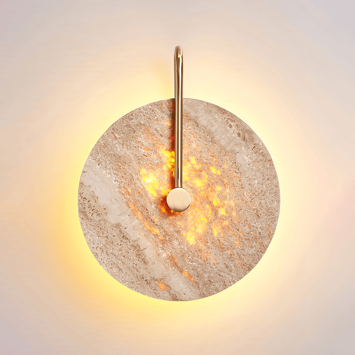 Lior Travertine Wall Sconce with Brass Hook – Modern LED Wall Lamp