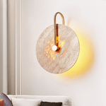 Lior Travertine Wall Sconce with Brass Hook – Modern LED Wall Lamp