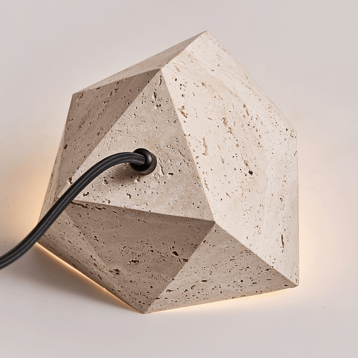 Kaelo Pendant Light in Yellow Travertine with Glass Globe