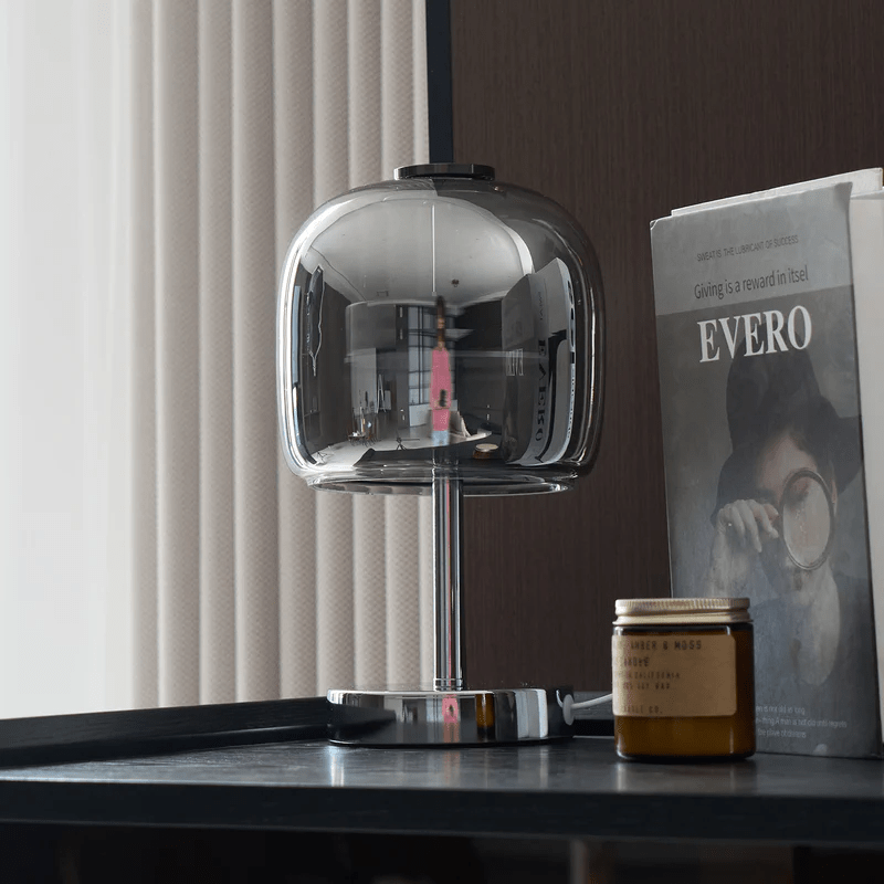 Avolar Smoked Glass LED Table Lamp with Chrome Base