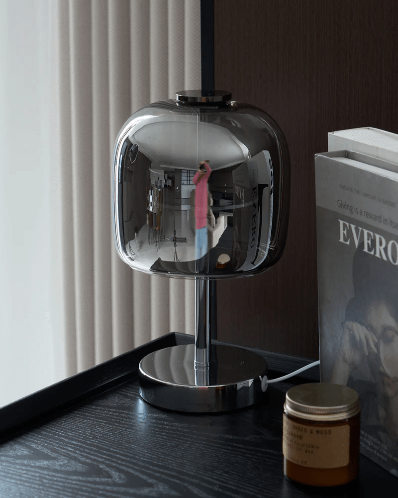 Avolar Smoked Glass LED Table Lamp with Chrome Base