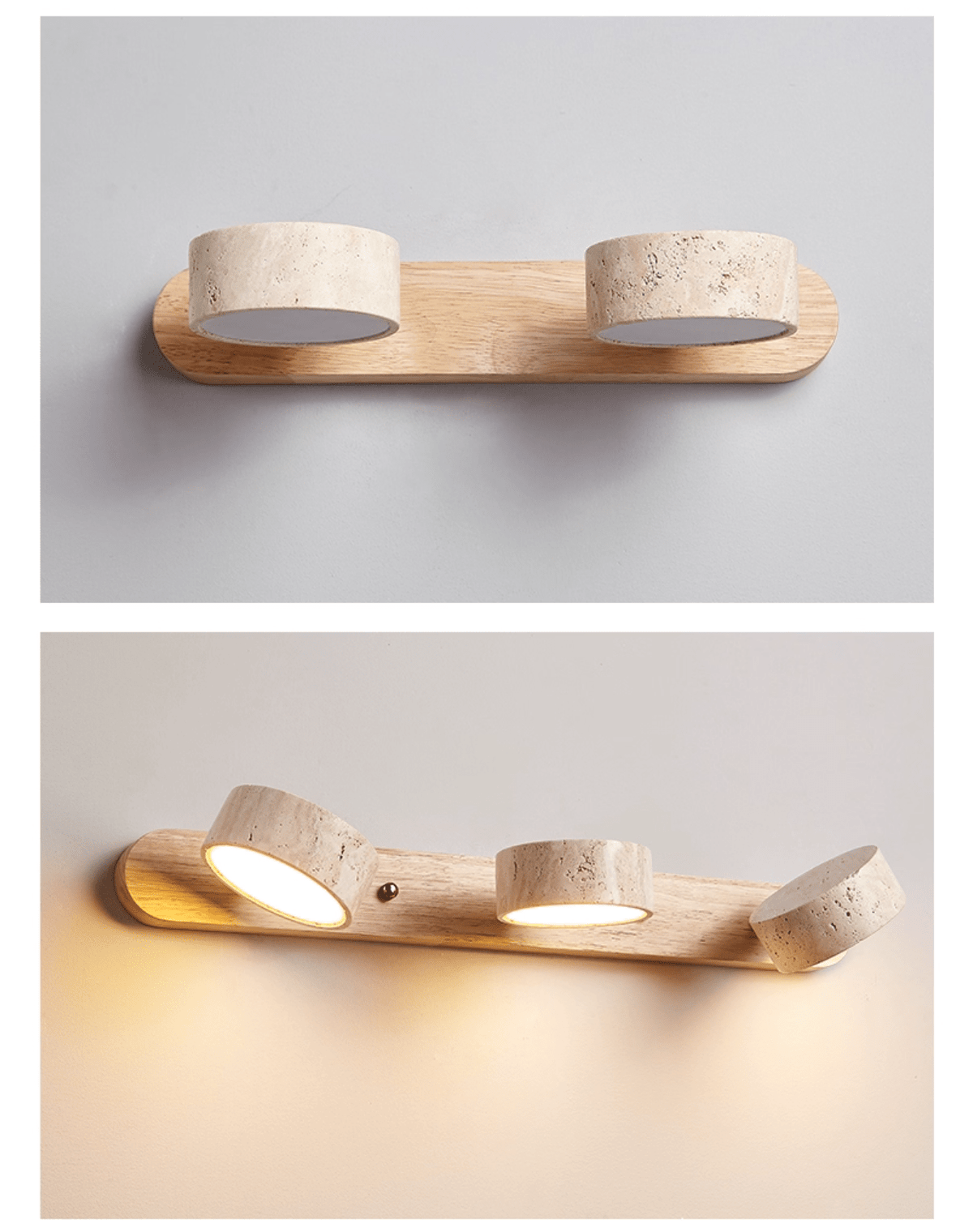 Travertine Duo Cordless LED Wall Sconce with Touch Dimming