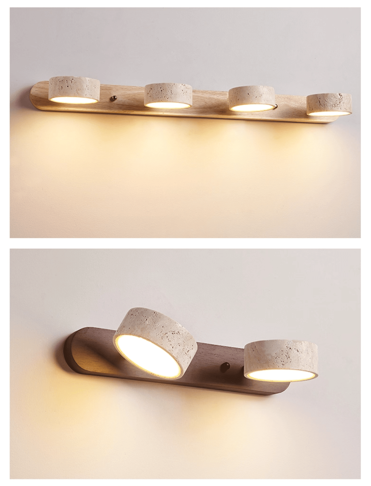 Travertine Duo Wall Sconce — Natural Stone LED Wall Light