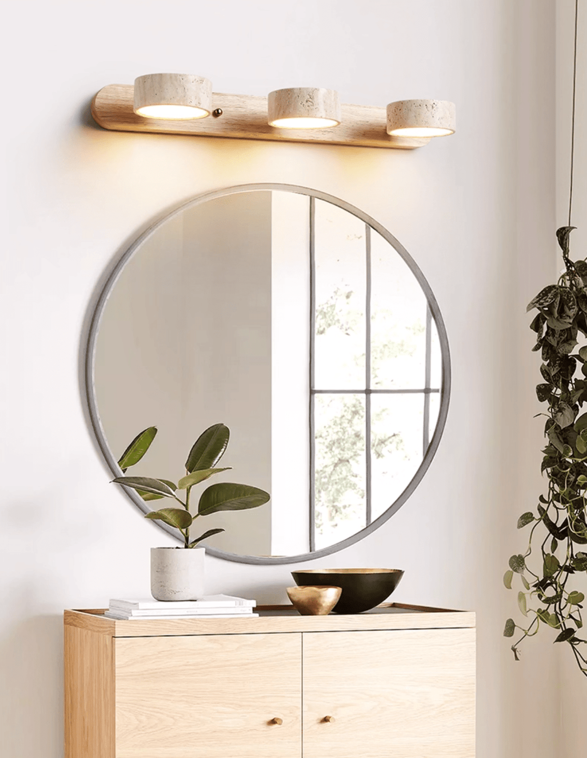 Travertine Duo Wall Sconce — Natural Stone LED Wall Light