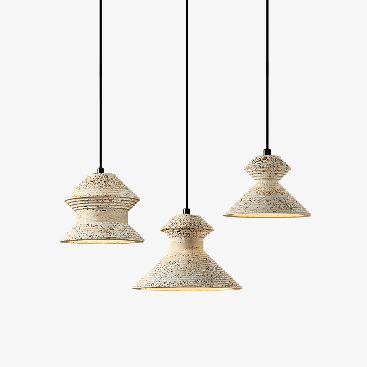 Eira Travertine Pendant Light – Sculptural Natural Stone Hanging Lamp