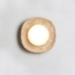 Lunara Fossil Travertine Wall Sconce with Opal Glass Globe