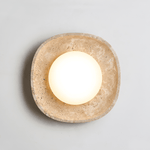Lunara Fossil Travertine Wall Sconce with Opal Glass Globe