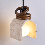 Rondara Pendant Light in Travertine and Walnut Wood