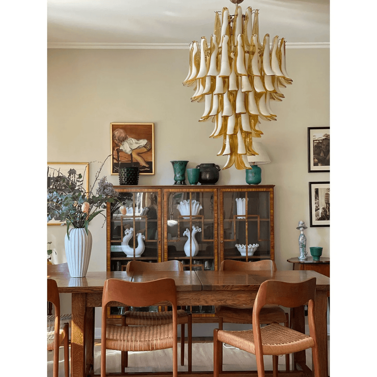 Dravina Glass Petals Pendant Chandelier – Handcrafted Murano-Style Lighting