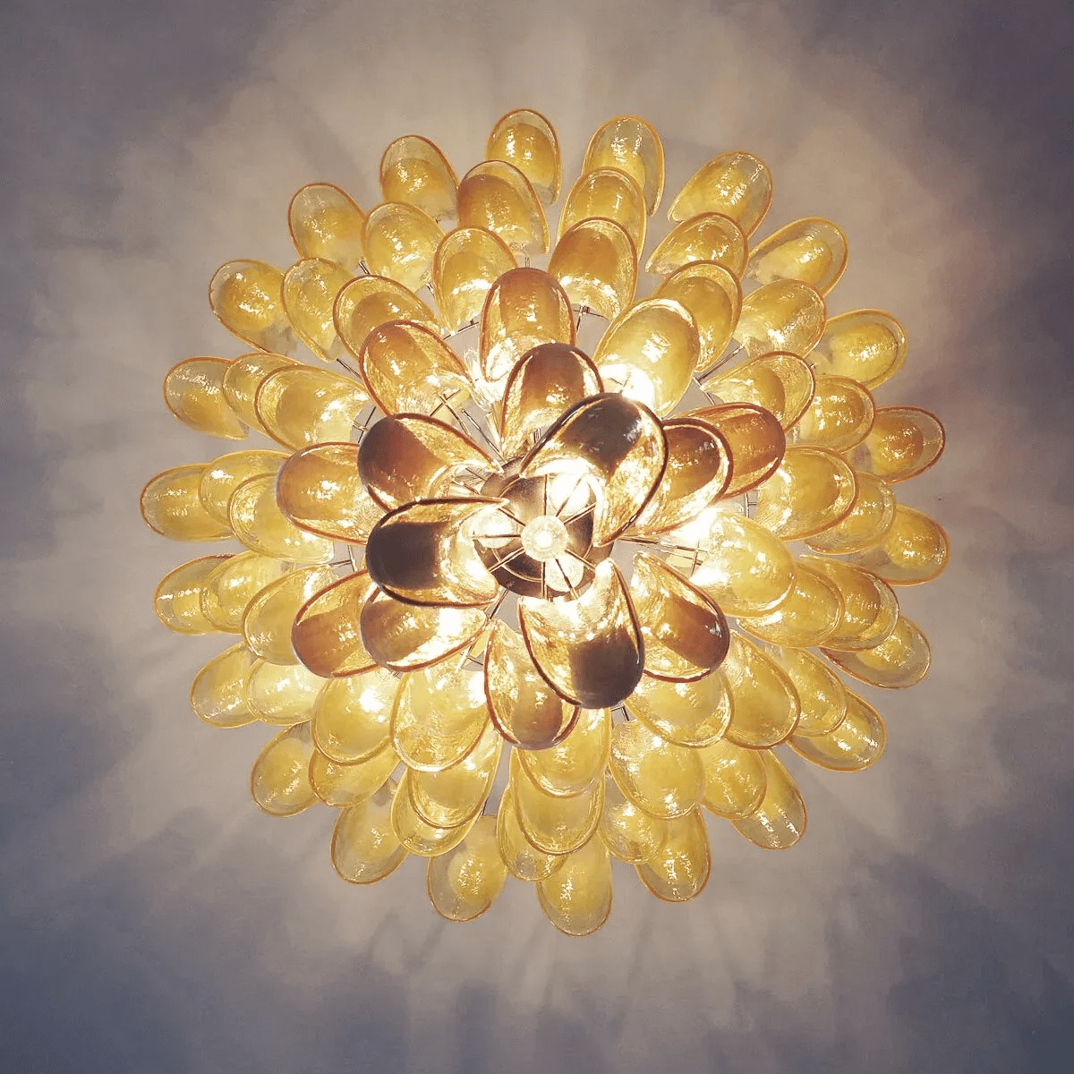 Dravina Glass Petals Pendant Chandelier – Handcrafted Murano-Style Lighting