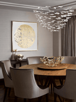 Sculptural Glass Leaf Chandelier — Twisted Modern Pendant for Grand Interiors