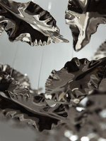 Sculptural Glass Leaf Chandelier — Twisted Modern Pendant for Grand Interiors
