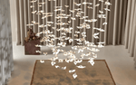 Sculptural Glass Leaf Chandelier — Twisted Modern Pendant for Grand Interiors